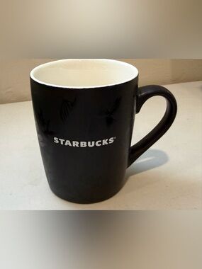 Starbucks Coffee Mug Tea Cup  2020 w/ Black Embossed Floral Matte Black 10 oz